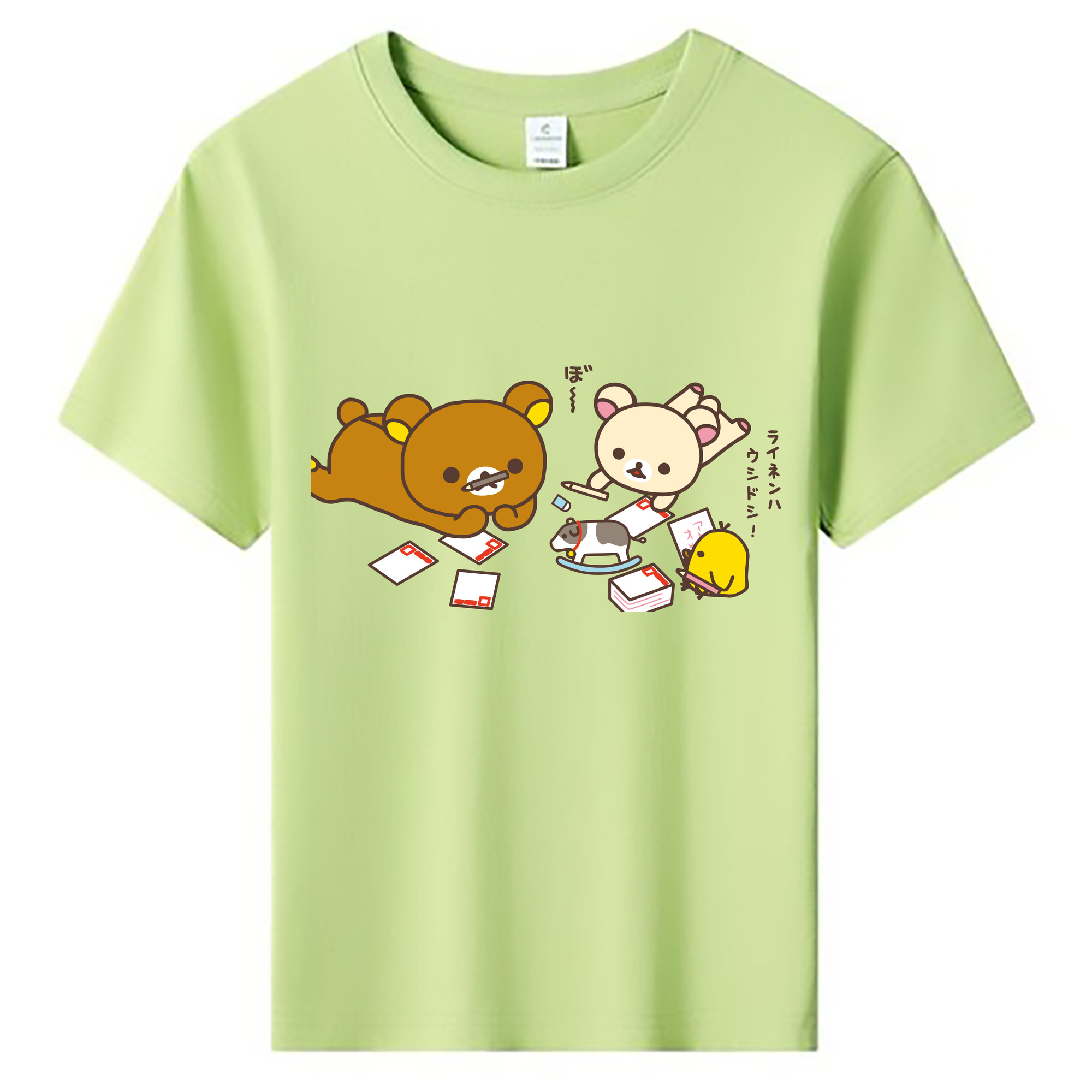 （画像用） リラックマ リラックマ キイロイトリ Rilakkuma Korilakkuma Kiiroitori 綿100％キッズTシャツ（フロントプリント）